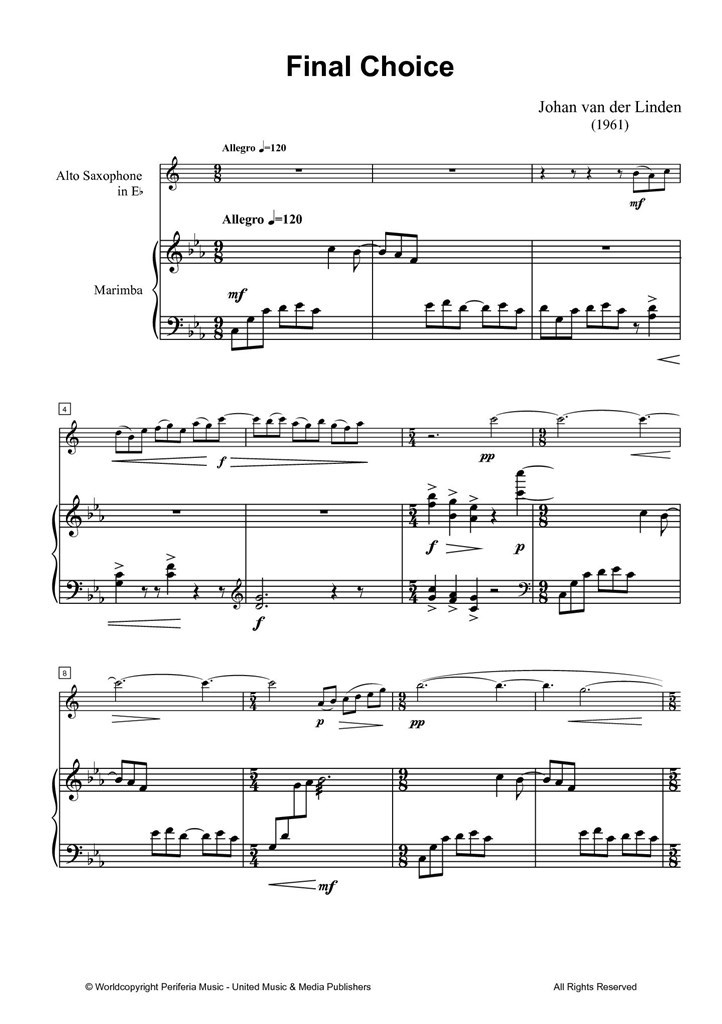 Final Choice for Alto Saxophone and Marimba