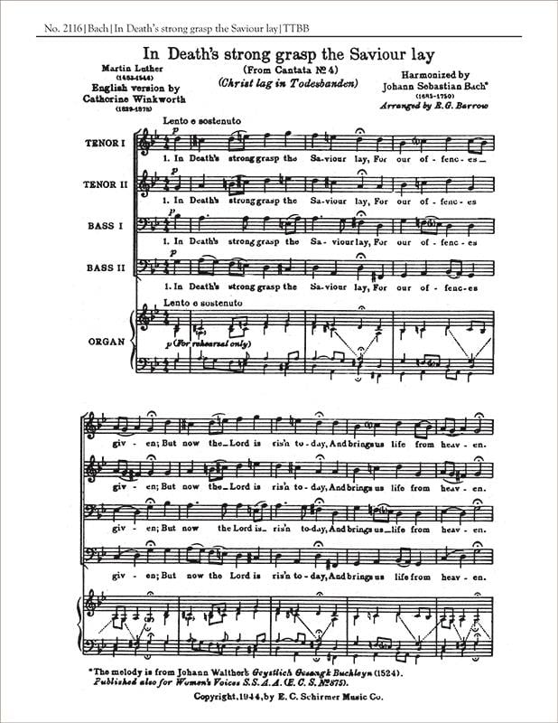 In Death's Strong Grasp the Savior Lay, BWV 4