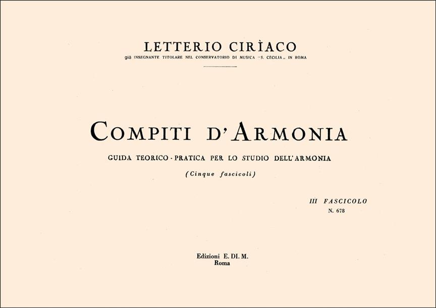 Compiti Di Armonia 3 Fasc.
