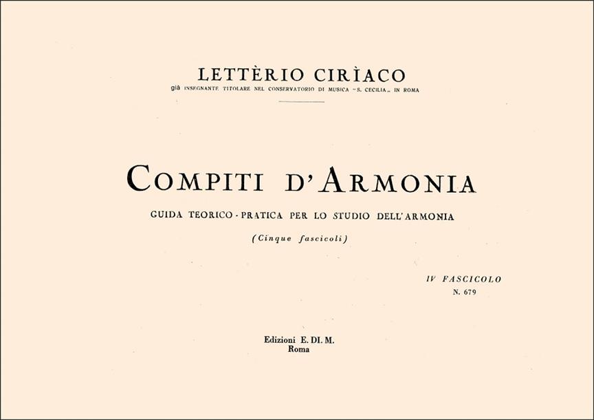 Compiti Di Armonia 4 Fasc.