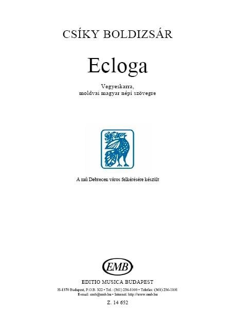 Ecloga for mixed vioces on Modovan Hungarian folk