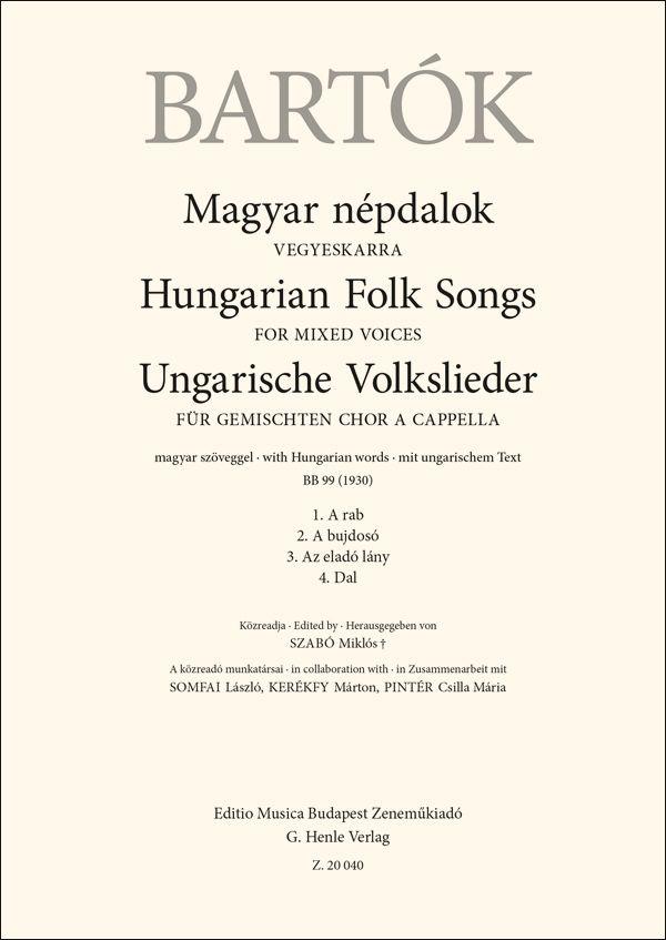 Hungarian Folk Songs for mixed voices