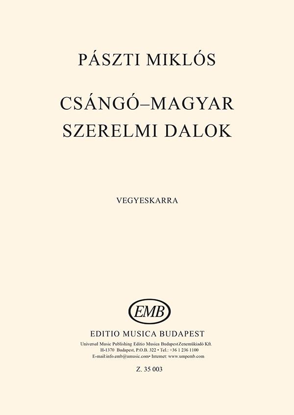 Csango-Magyar szerelmi dalok Vegyeskarra