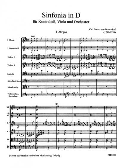Sinfonia in D für kontraBass, Viola, Orchester