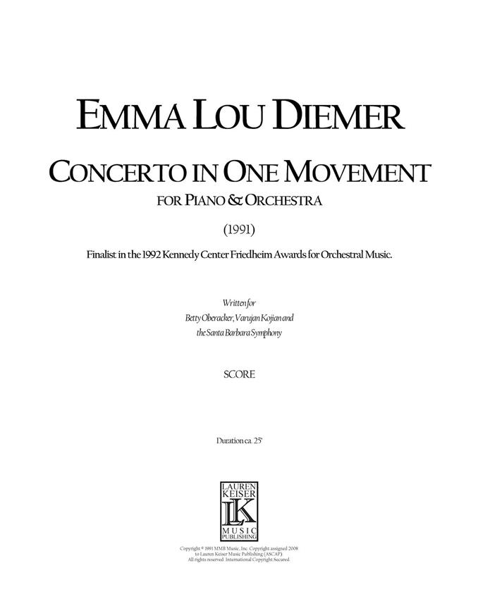 Concerto in One Movement for Piano and Orchestra
