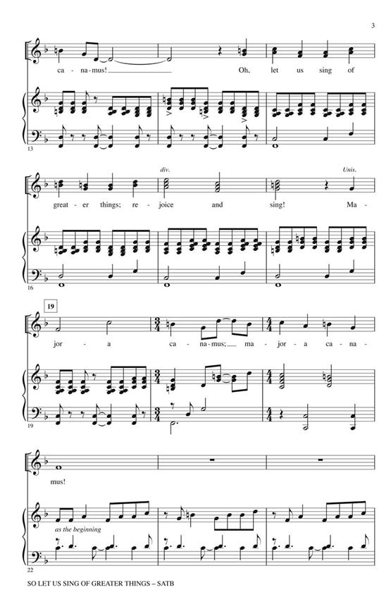 So Let Us Sing of Greater Things Majora Canamus