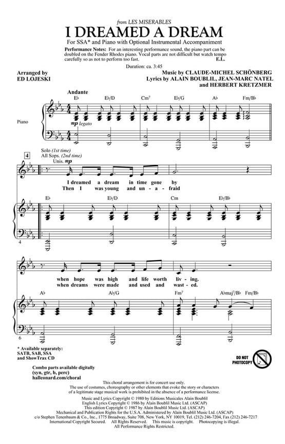 I Dreamed a Dream (from les Misérables)