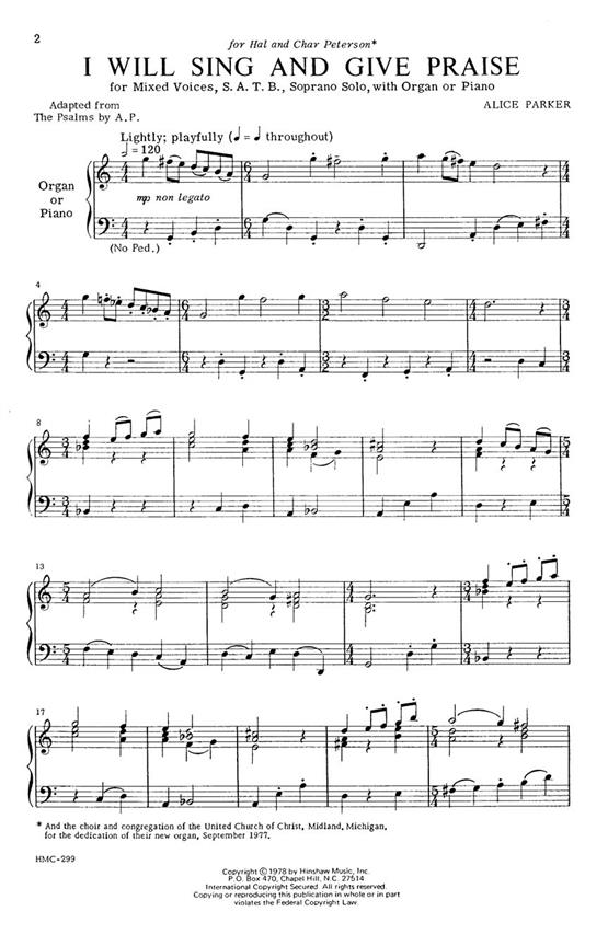 I Will Sing And Give Praise