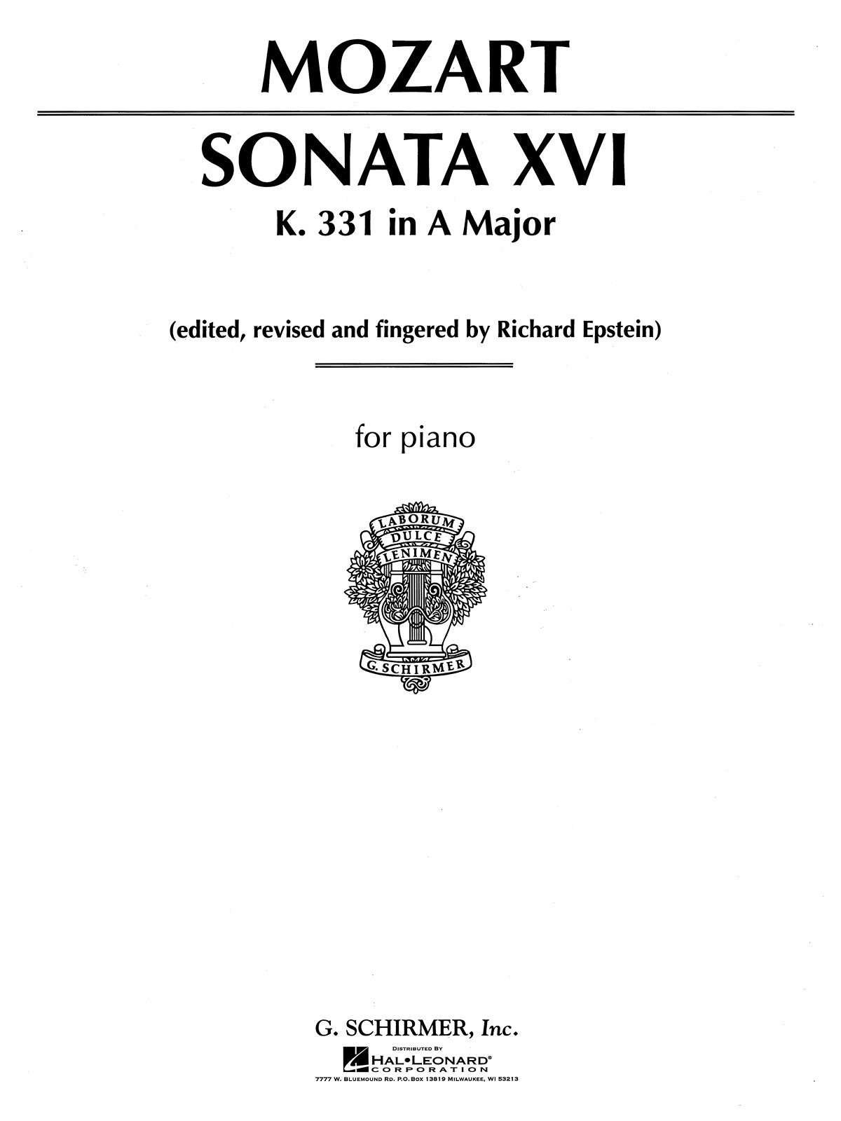 Sonata No. 16 in A Major K331