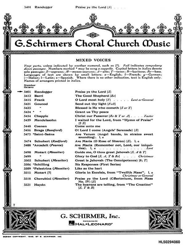 Praise Ye The Lord 150th Psalm Soprano Solo