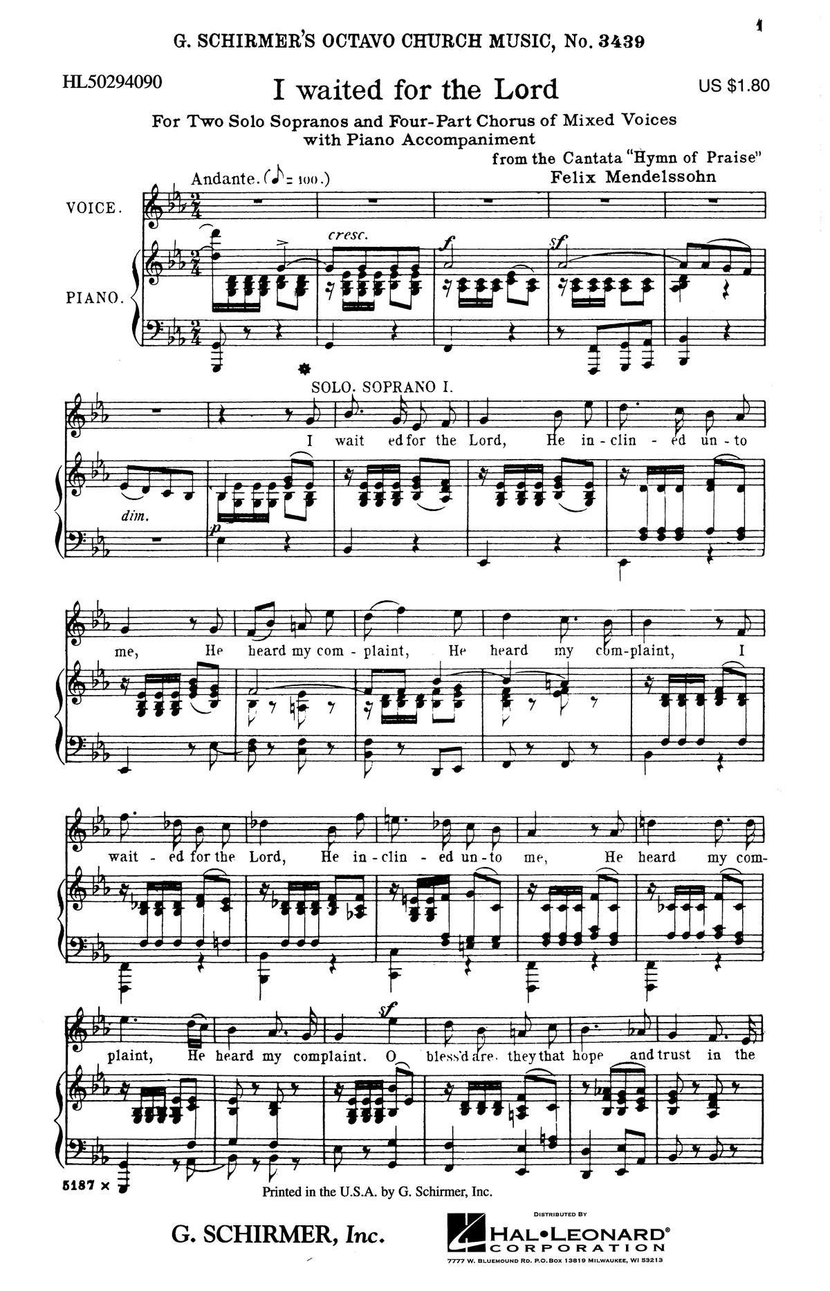 I Waited For The Lord From Hymn Of Praise