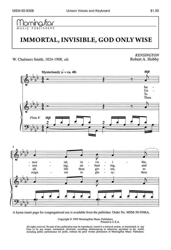 Immortal, Invisible, God Only Wise