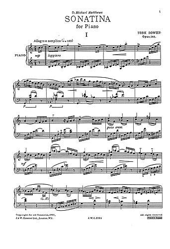 Sonatina Op. 144 for Solo Piano
