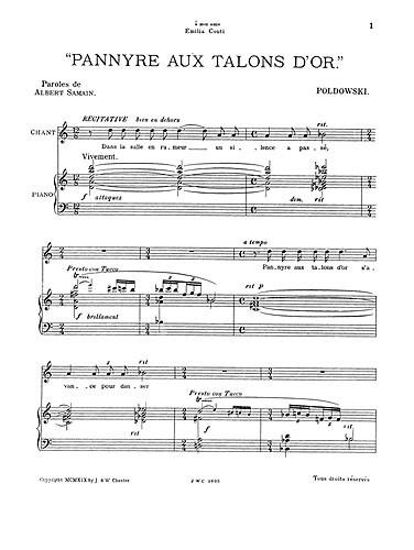 Pannyre Aux Talons D'or for Voice with Piano acc.