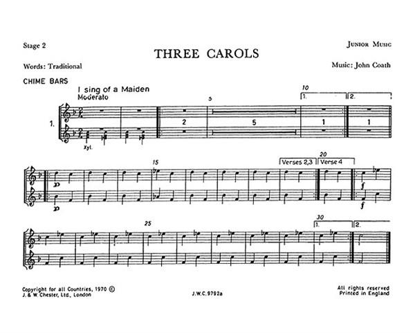 Coath, J Three Carols Junior Music Stage 2 Parts