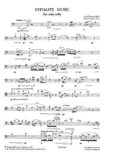 Intimate Music for Cello Solo