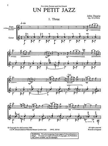 Un Petit Jazz For Flute And Guitar