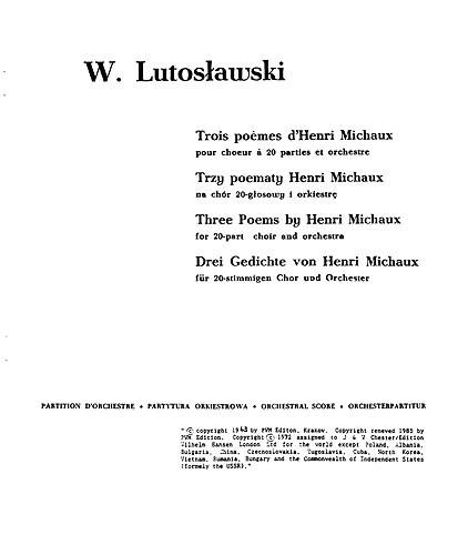 Trois Poemes D'henri Michaux