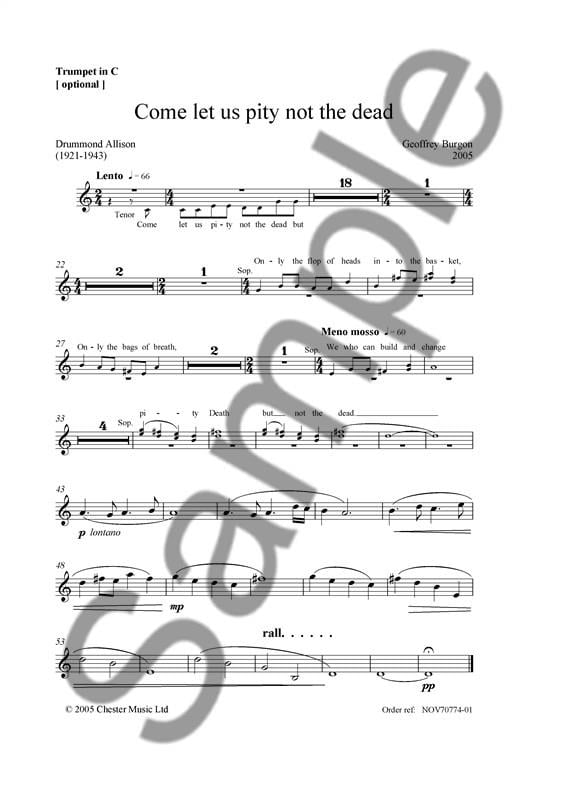 Come Let Us Pity Not The Dead (Trumpet Part)