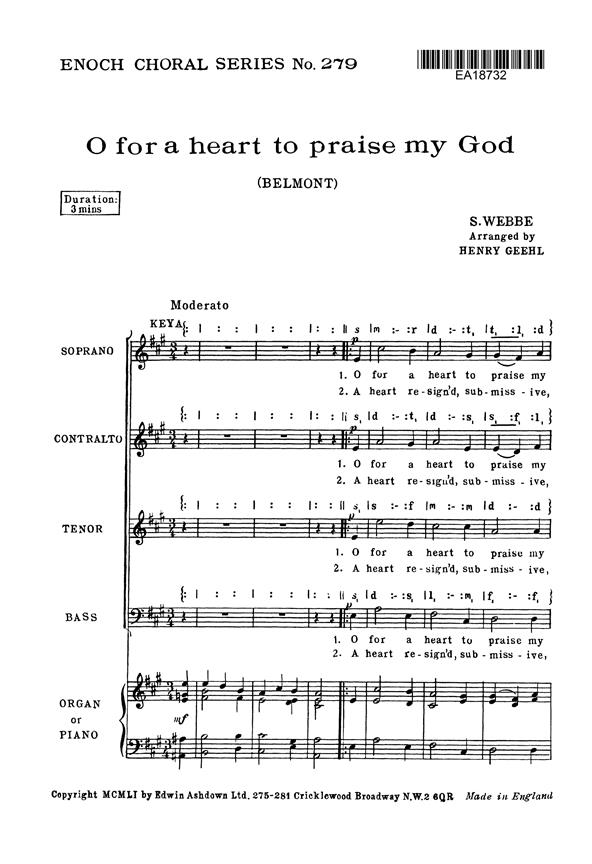 O For A Heart To Praise My God