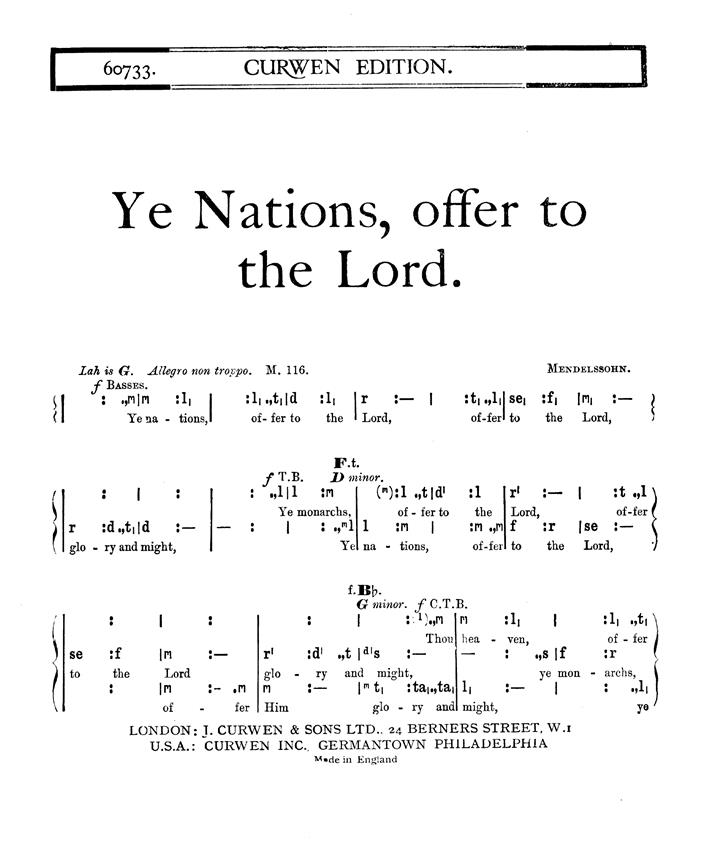 Ye Nations, Offer To The Lord