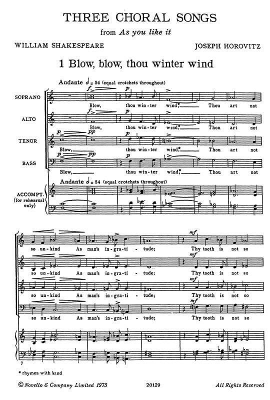 Three Choral Songs From 'As You Like It'