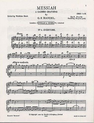 Messiah A Sacred Oratorio for Oboe 1 & 2 (Set B)