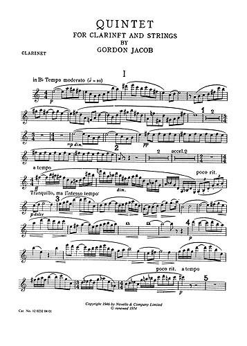 Quintet For Clarinet And Strings (Parts)