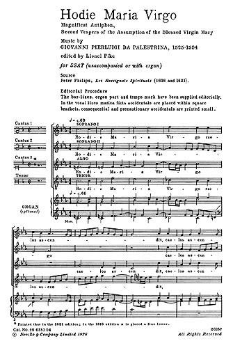 Hodie Maria Virgo for SSAT Chorus