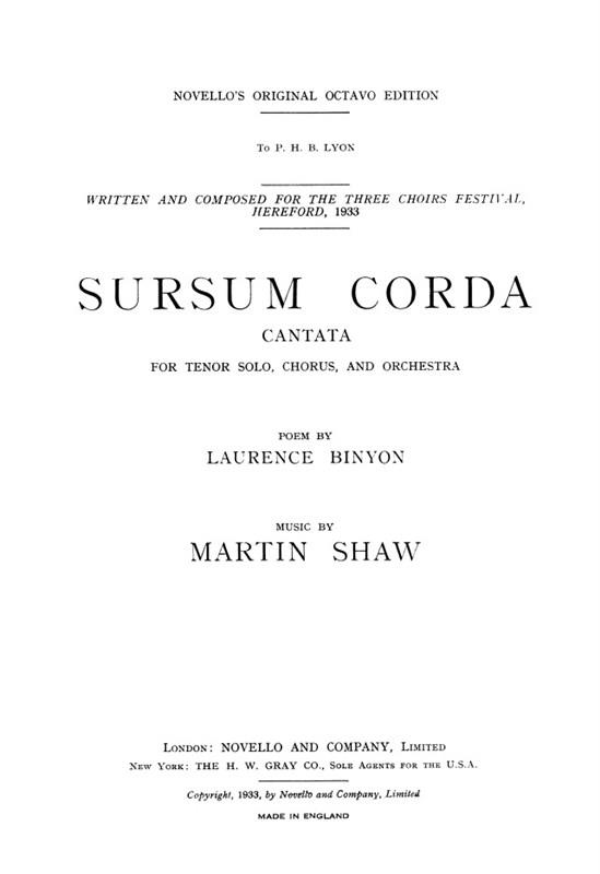 Martin Shaw: Sursum Corda