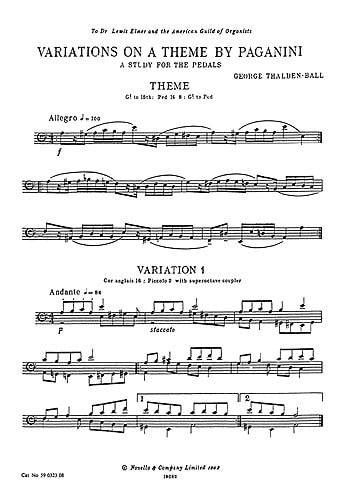 Variations On A Theme By Paganini For Organ Pedals