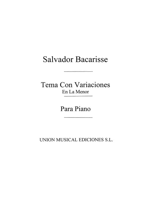 Tema Con Variaciones En La Menor A Minor For Piano
