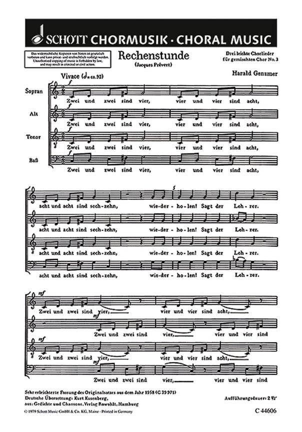 Drei leichte Chorlieder GeWV 20