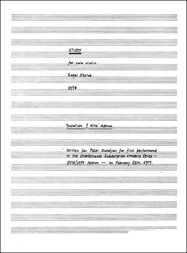 Study For Solo Violin