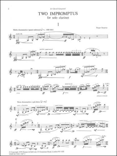 Two Impromptus For Solo Clarinet