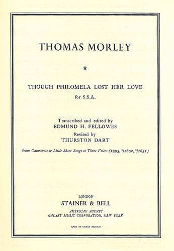 Though Philomela Lost Her Love