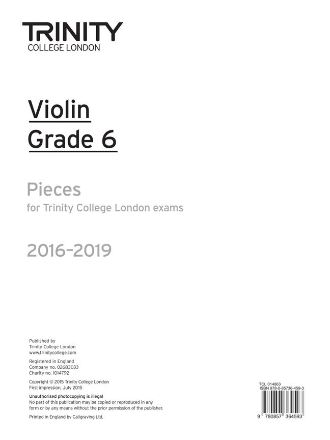 Violin 2016-2019. Grade 6