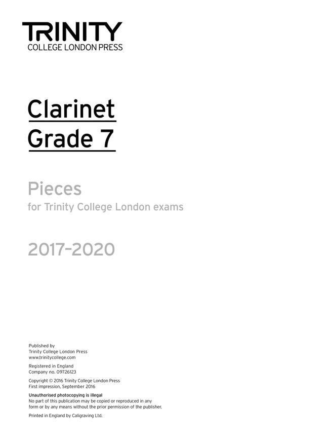 Clarinet Exam Pieces Grade 7 2017-2020