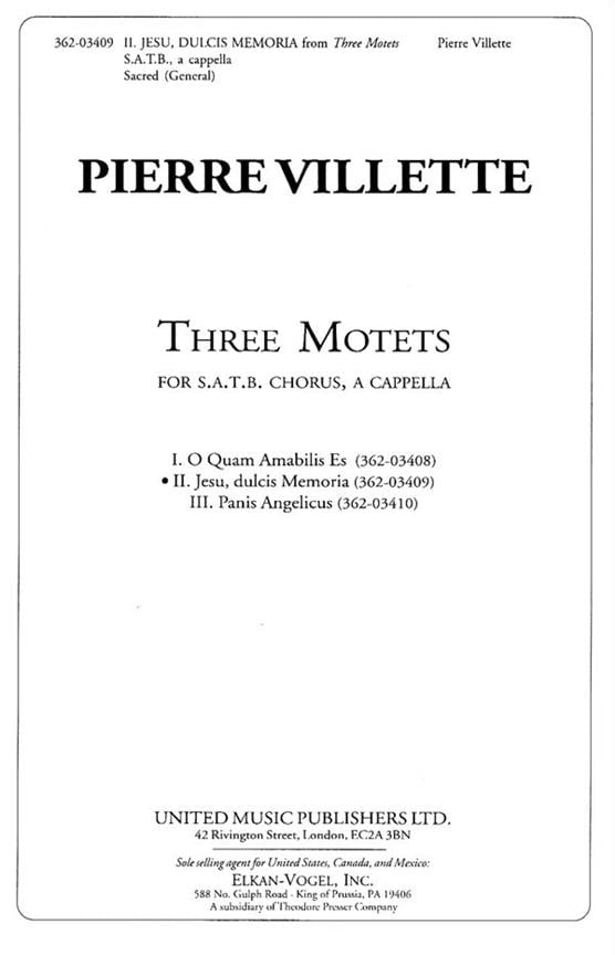 Three Motets 2. Jesu, Dulcis Memoria