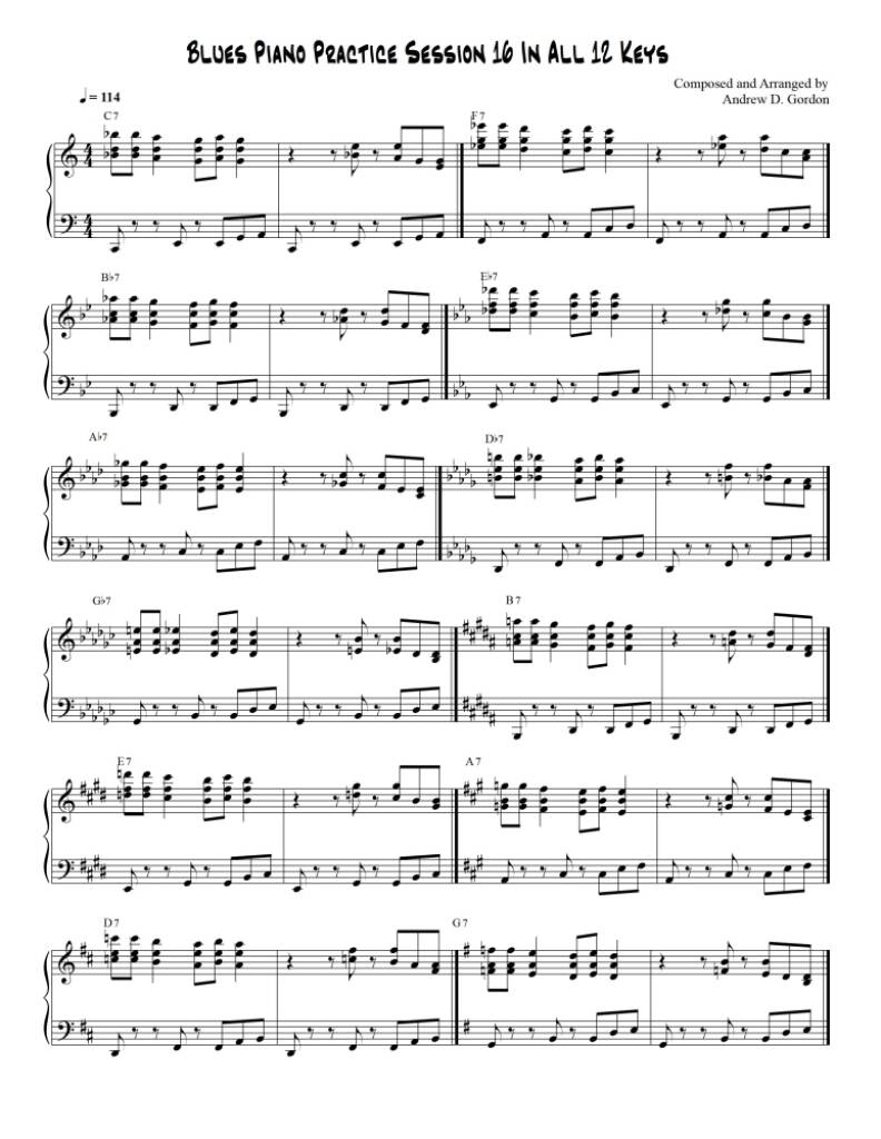 Blues Piano Practice Session V.1 In All 12 Keys