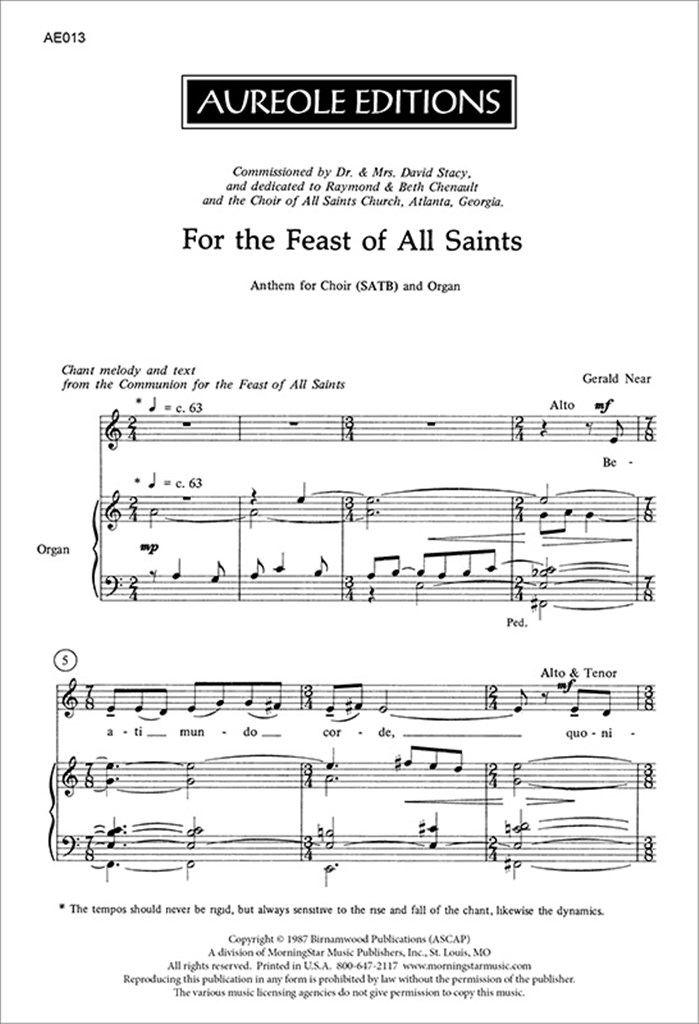 For the Feast of All Saints