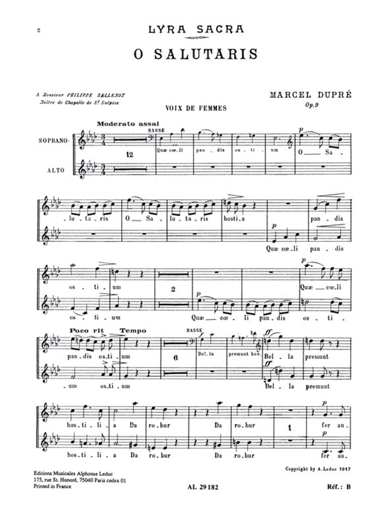 Marcel Dupre: 4 Motets Op.9, No.1: O Salutaris