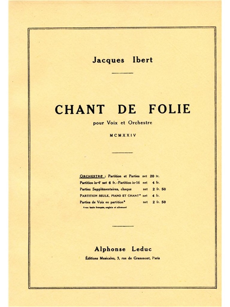 Chant De Folie