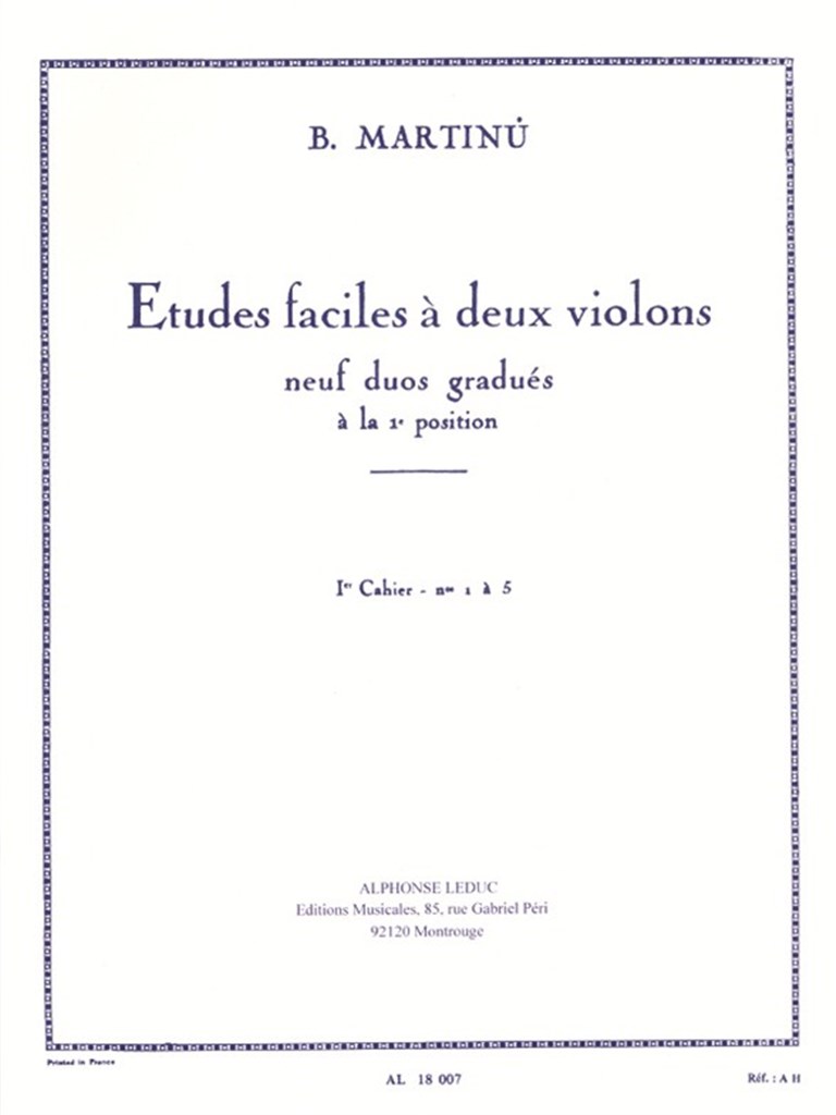 Bohuslav Martinu: Easy Studies For Two Violins