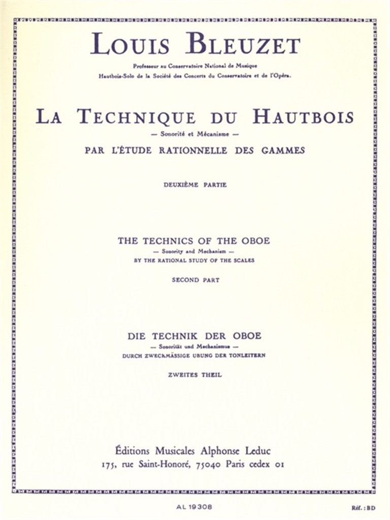Louis Bleuzet: The Technique Of The Oboe