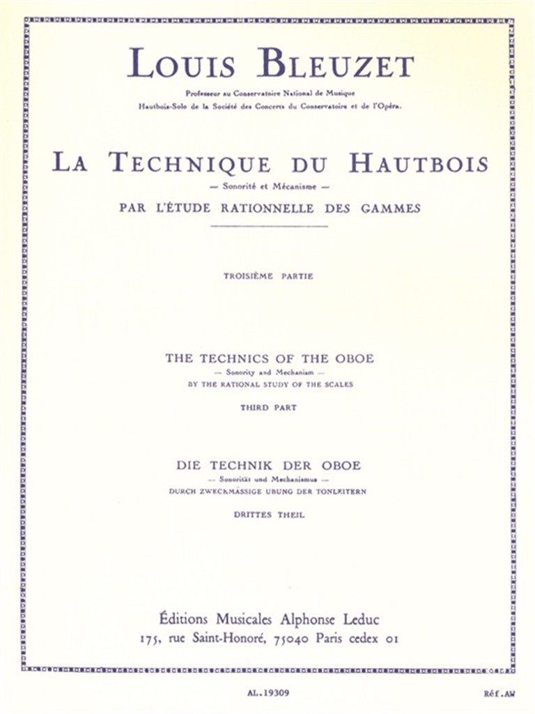 Louis Bleuzet: The Technique Of The Oboe