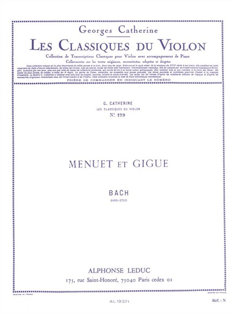 Violin Classics - Menuet And Gigue By J. S. Bach