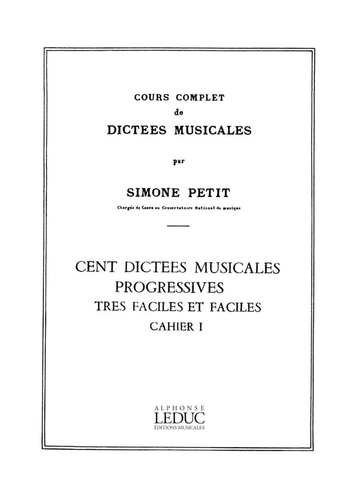 Cours Compl.Dictees Musicales Vol.1