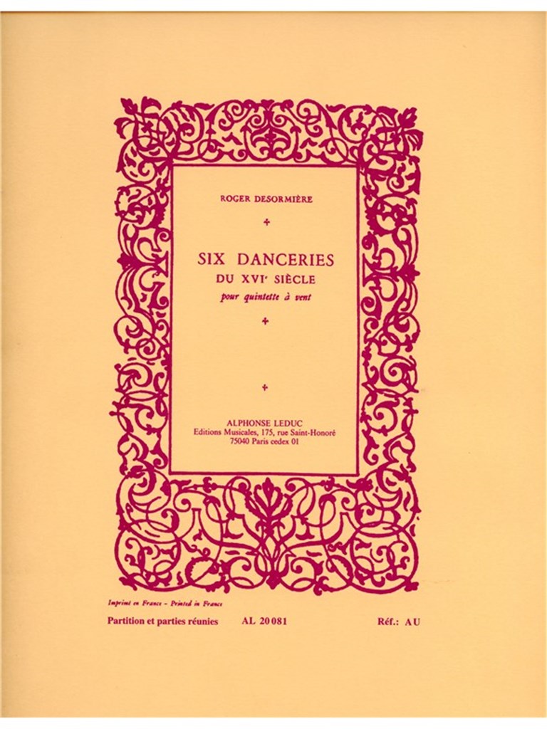 6 Danceries Du 16Eme Siecle