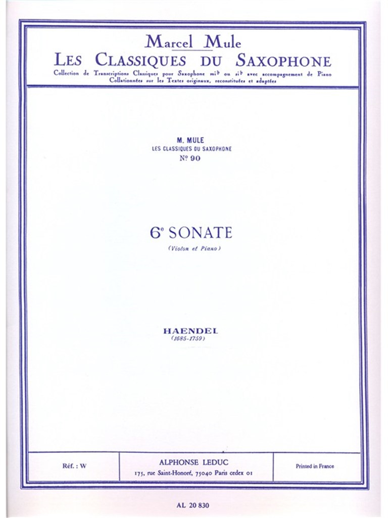 Sonata No. 6 (Saxophone/Piano)